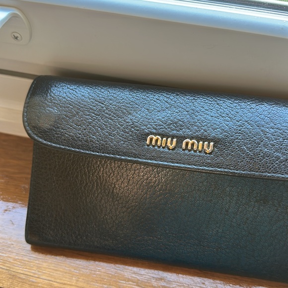 EUC Miu Miu Black and Gold Pebbled Leather Clutch - Picture 3 of 16